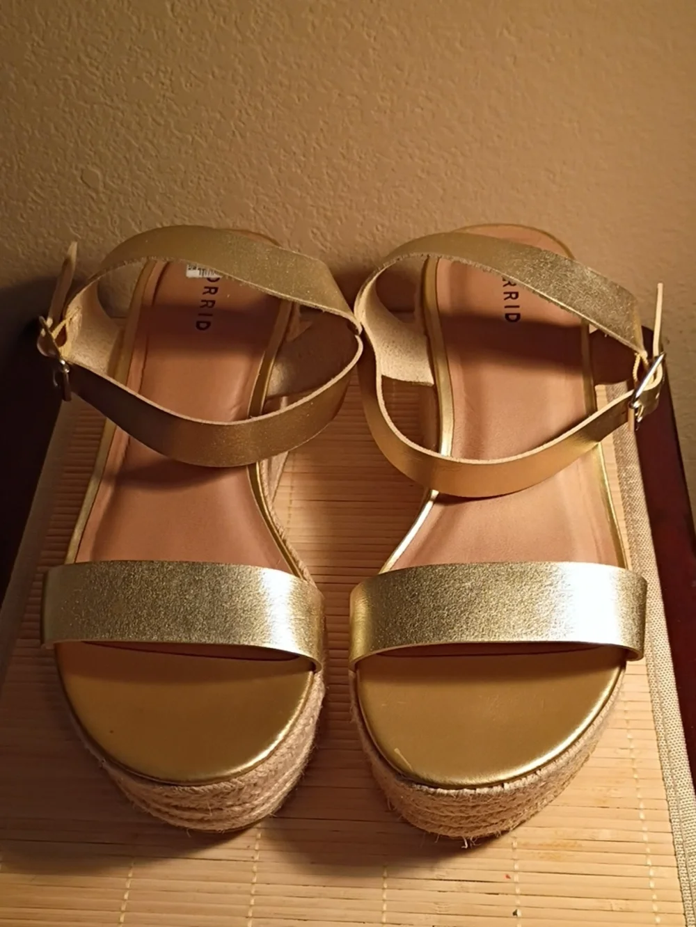 torrid Metallic Gold Espadrille Wedge Sandals Size 13W